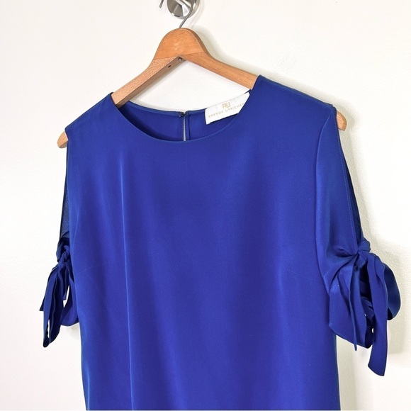 Amanda Uprichard Blue Silk Tie Sleeve Blouse - Picture 4 of 9